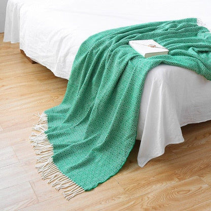 Plaid en Laine Vert Forêt  Vert Clair / Taille M - 130x170 cm